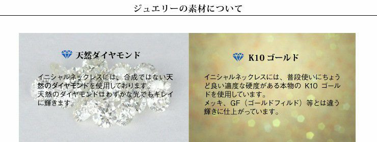 K10 PG YG WG イニシャル ダイヤモンド ネックレス