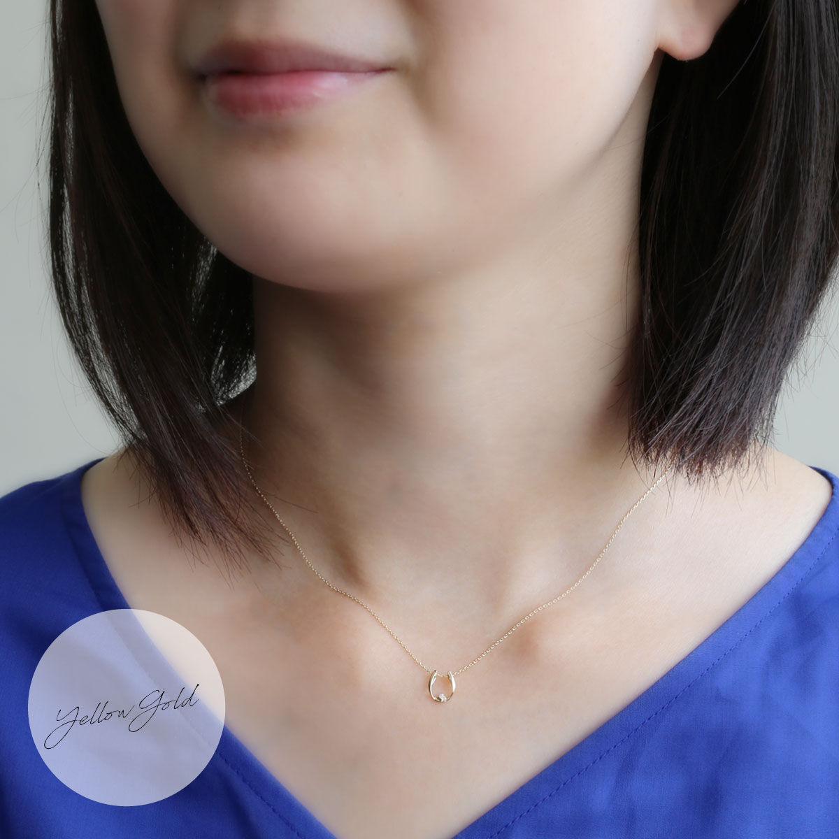 K10 PG WG YG 馬蹄 ホースシュー ダイヤモンド ネックレス | IKEDA 