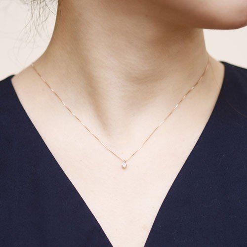 鑑定書付 K10 PG WG 一粒 ダイヤモンド ネックレス