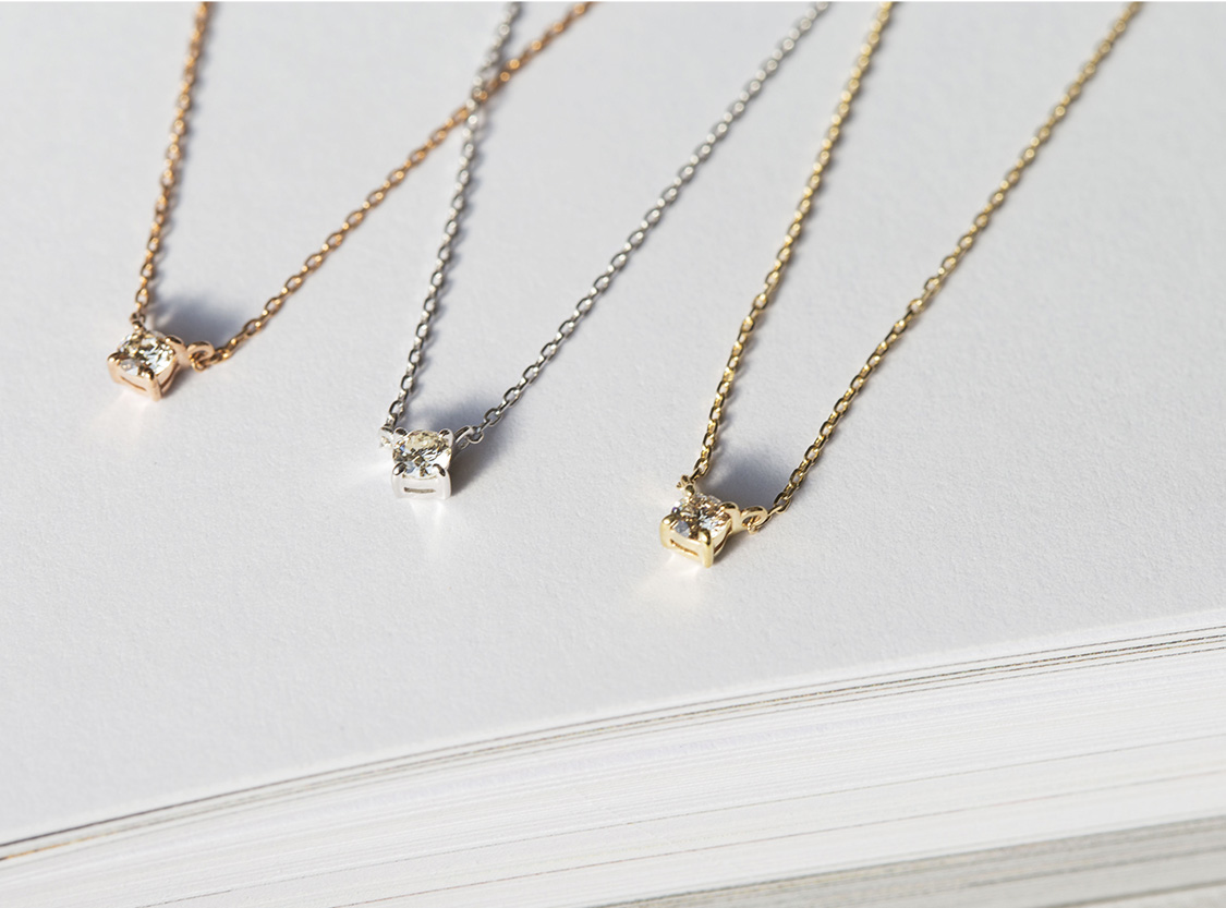 K10 PG YG WG 一粒 ダイヤモンド ネックレス ピンクゴールド イエロー  