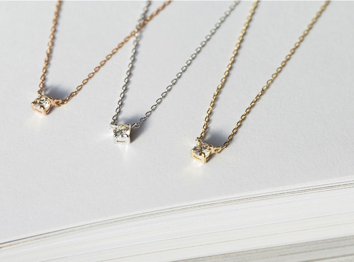 K10 PG YG WG 一粒 ダイヤモンド ネックレス