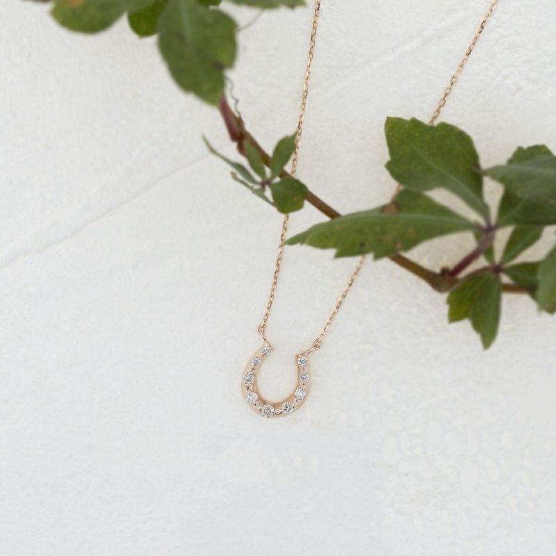 K10 PG ホースシュー 馬蹄 ダイヤモンド ネックレス