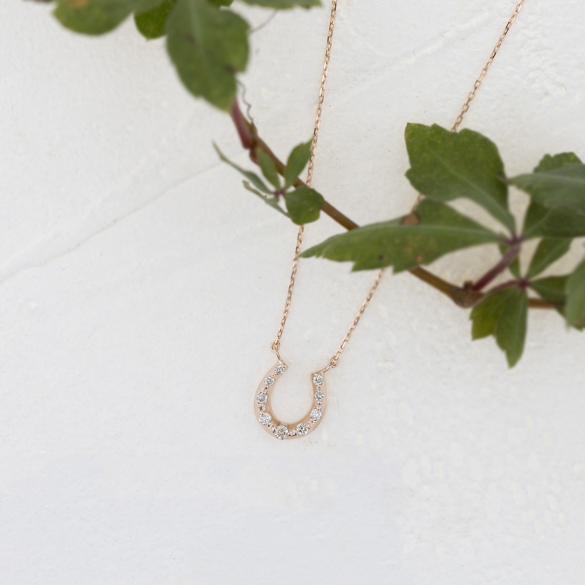 K10 PG ホースシュー 馬蹄 ダイヤモンド ネックレス