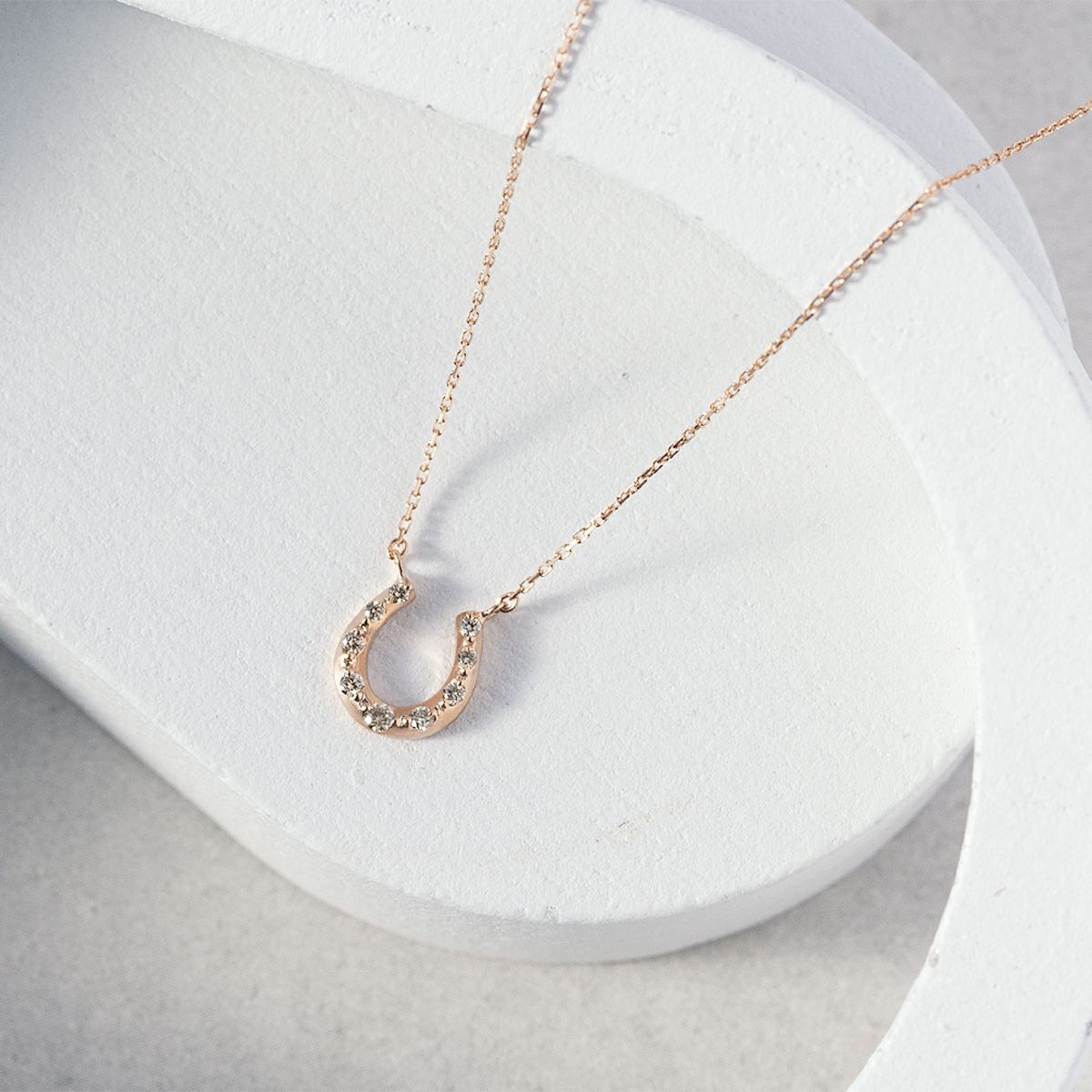 K10 PG ホースシュー 馬蹄 ダイヤモンド ネックレス