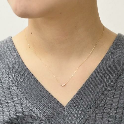 K10 YG/PG ダイヤモンド V字ライン ネックレス