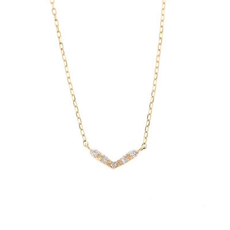K10 YG/PG ダイヤモンド V字ライン ネックレス | IKEDA