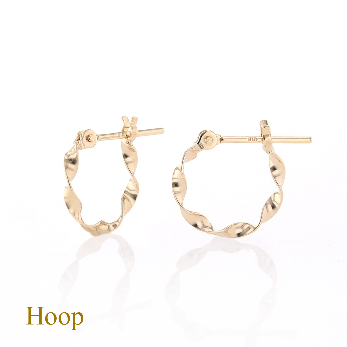 K10 YG フープピアス ひねり イエローゴールド ピアス
