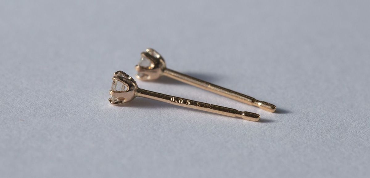 K18 PG 一粒 ダイヤモンド ピアス