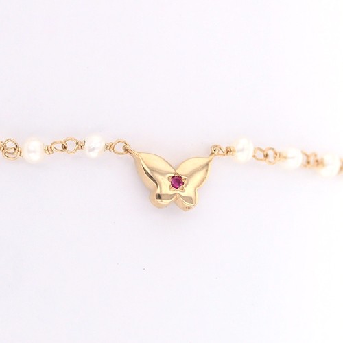 レアリゼ ベル（belle） K10 YG ダイヤモンド ルビー 淡水パール ブレスレット
