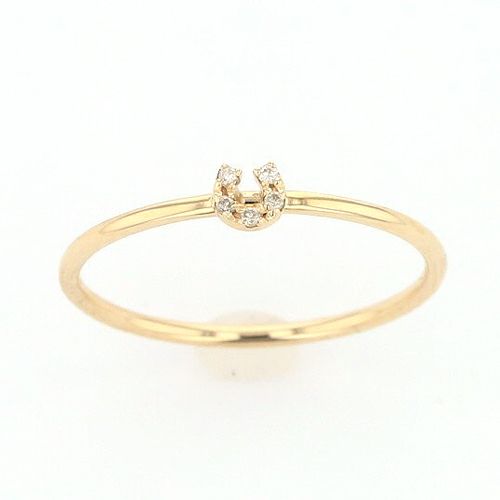 K10 YG ダイヤモンド 馬蹄 ホースシュー リング 指輪