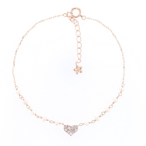 レアリゼ ベル（belle） K10 ピンクゴールド ダイヤモンド パール ルビー リバーシブル ブレスレット