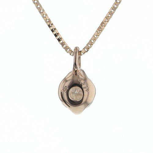 鑑定書付 K18 ピンクゴールド ダイヤモンド 一粒 ネックレス