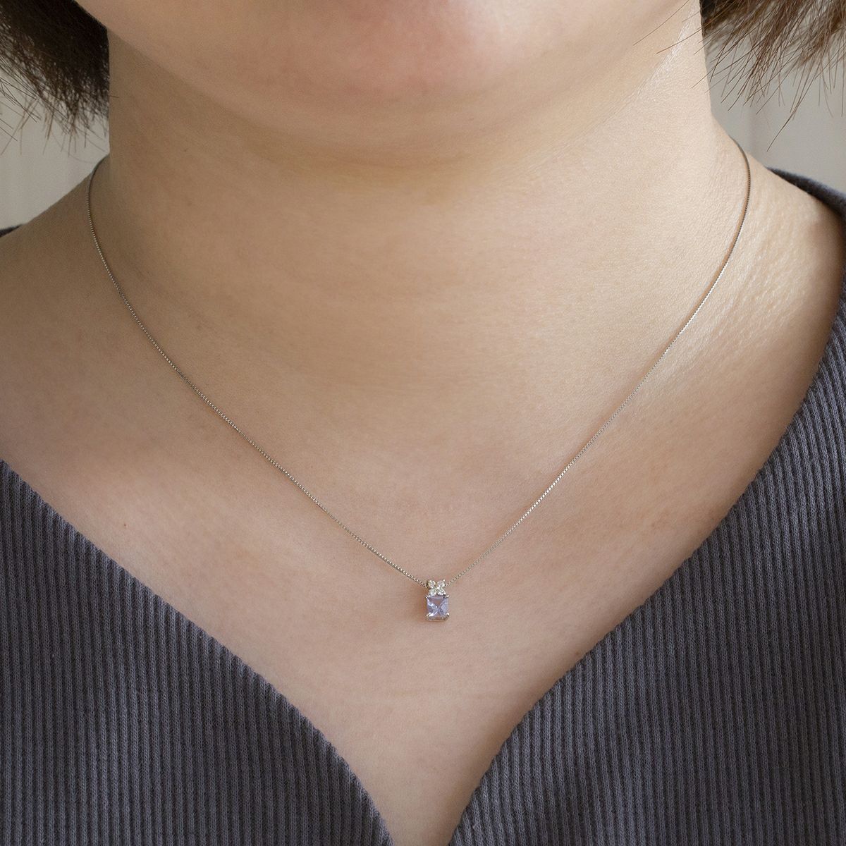 プラチナ タンザナイト ダイヤモンド ネックレス