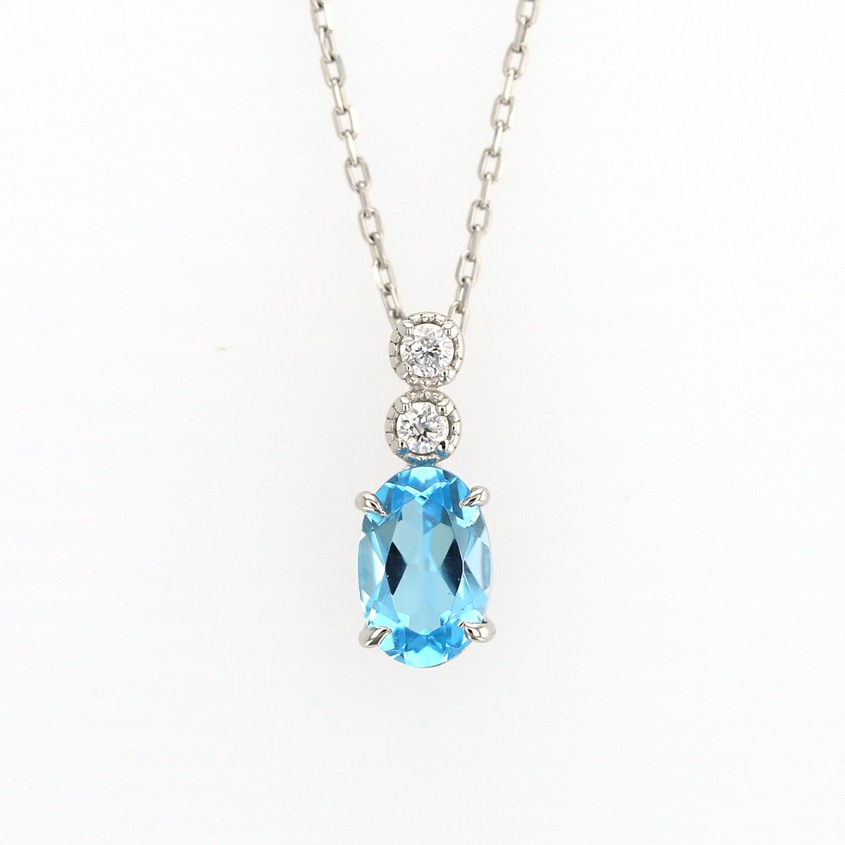 プラチナ/K18 PG カラーストーン ダイヤモンド ネックレス