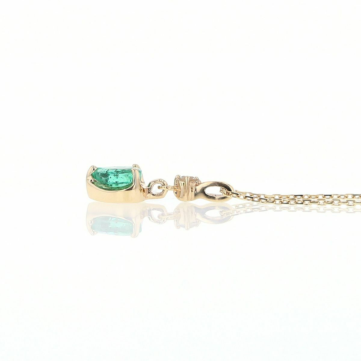 K10 YG エメラルド ネックレス ホワイトトパーズ イエローゴールド 5月誕生石 5月 誕生石