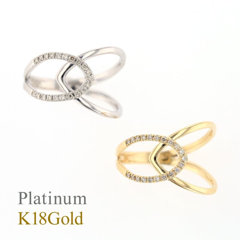 プラチナ/K18 YG ダイヤモンド リング