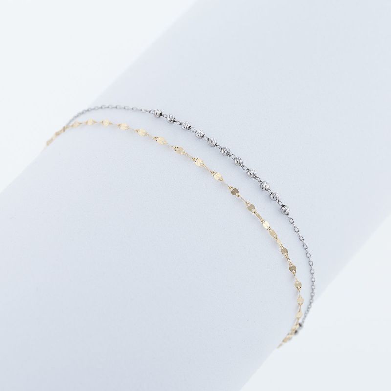 プラチナ850/K18 YG 2連 チェーン ブレスレット