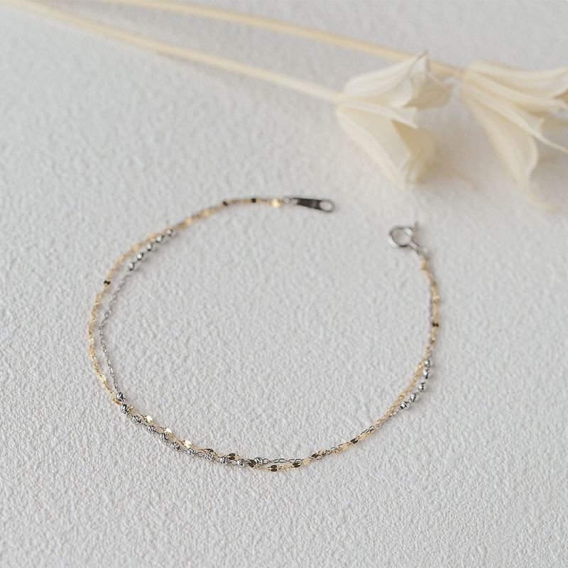 プラチナ850/K18 YG 2連 チェーン ブレスレット