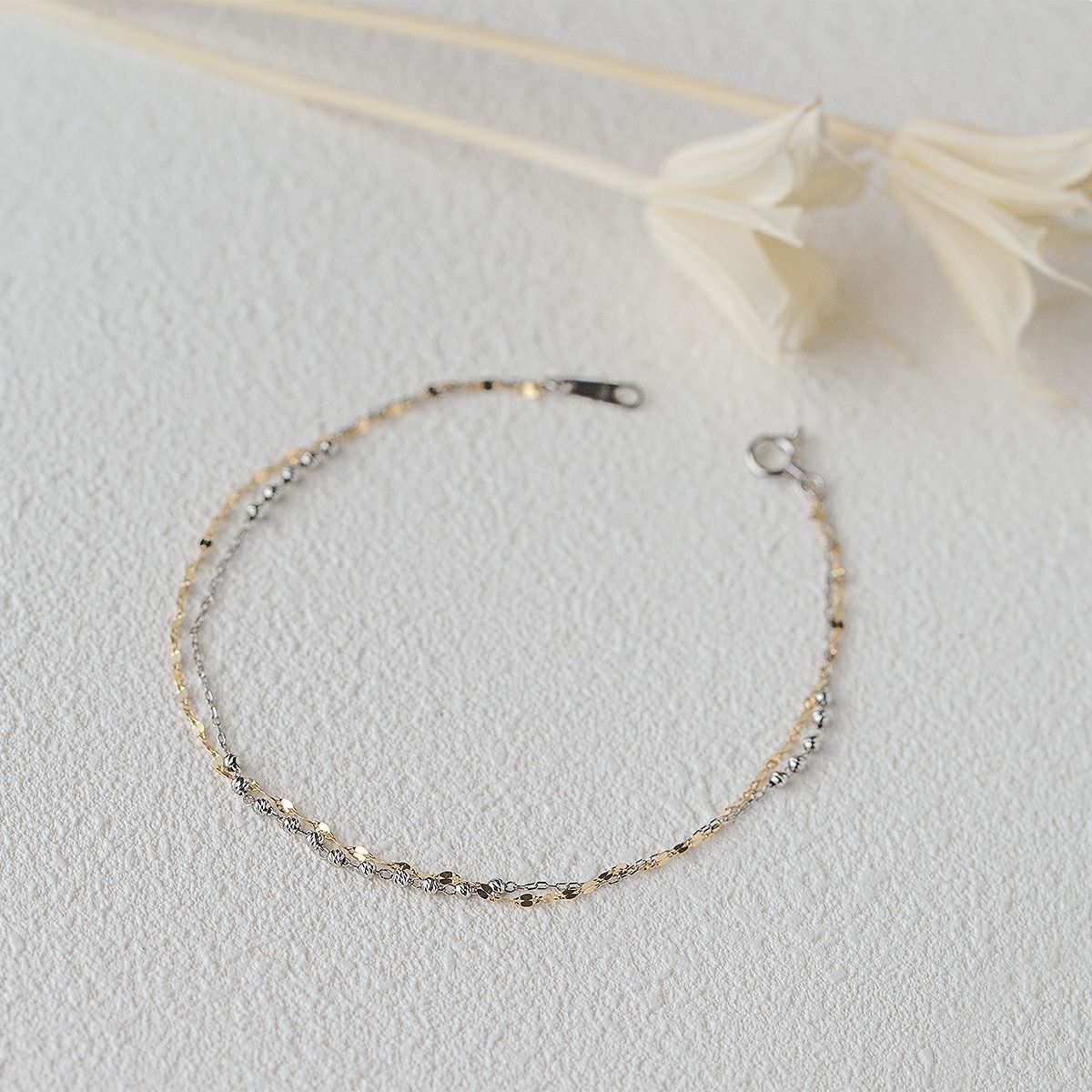 プラチナ850/K18 YG 2連 チェーン ブレスレット