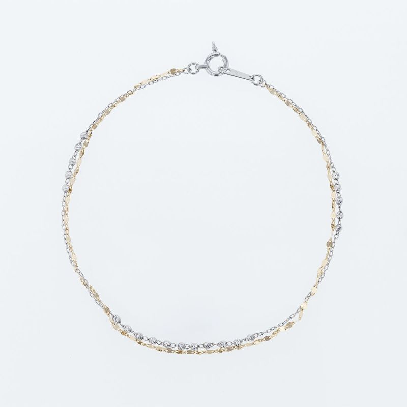 プラチナ850/K18 YG 2連 チェーン ブレスレット