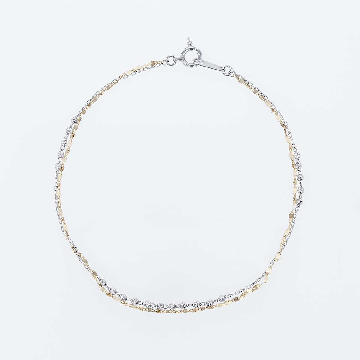 プラチナ850/K18 YG 2連 チェーン ブレスレット