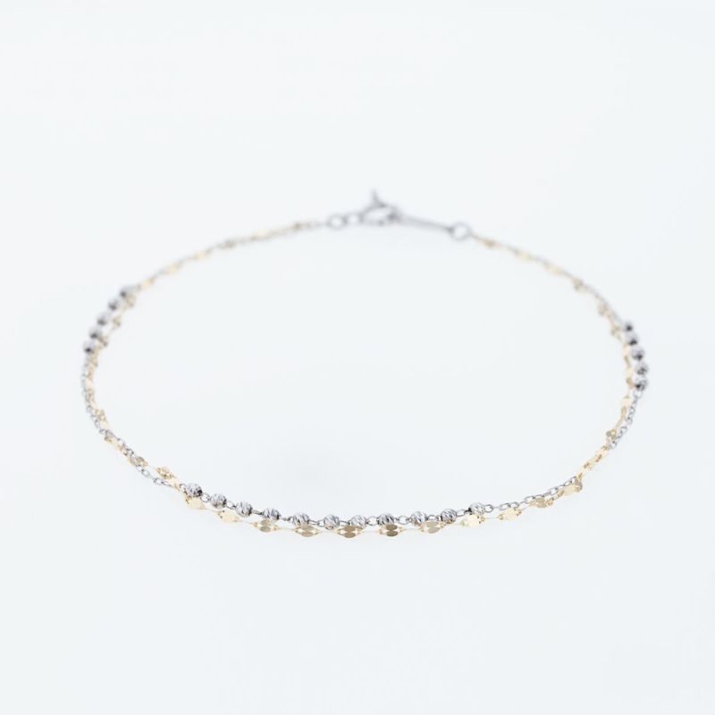 プラチナ850/K18 YG 2連 チェーン ブレスレット