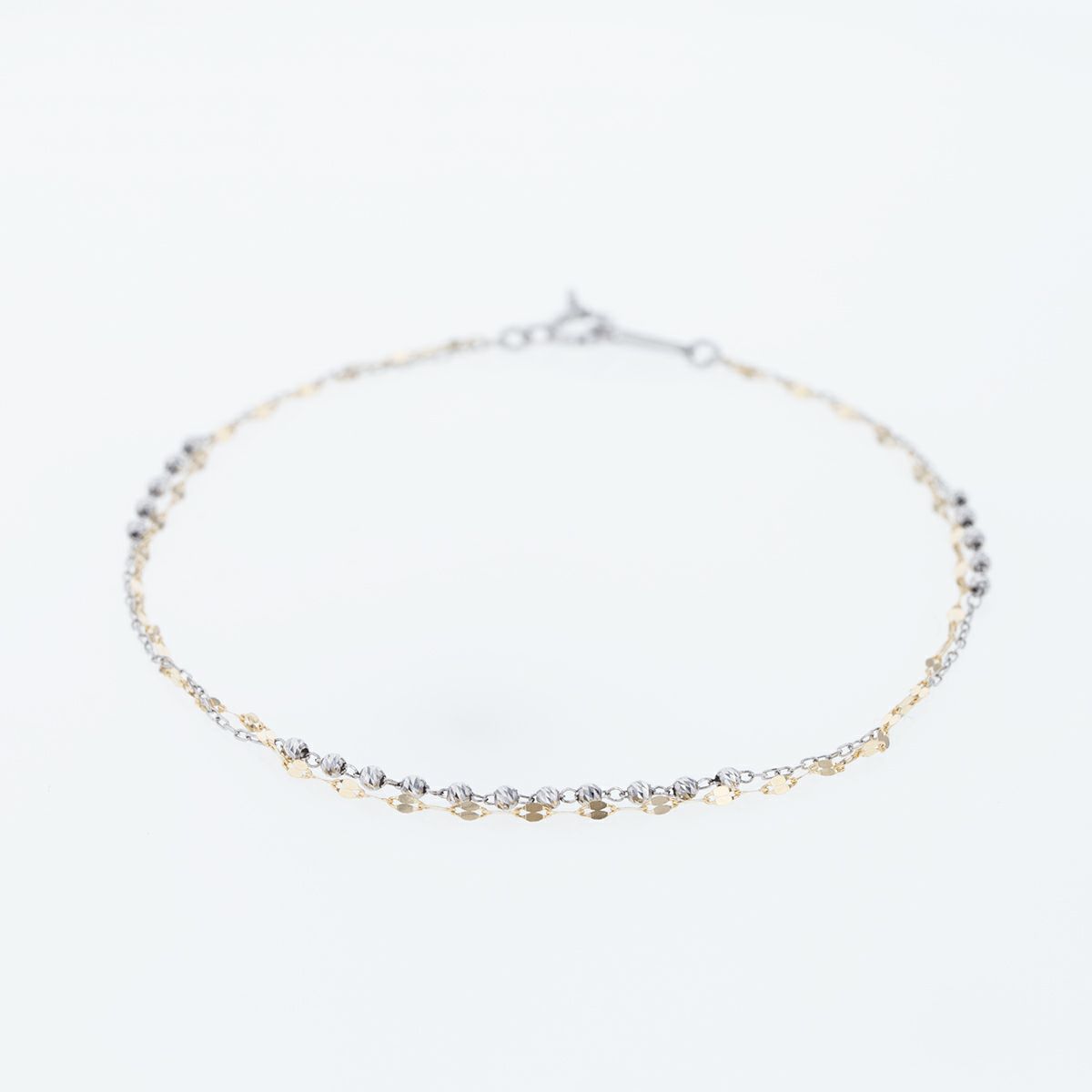 プラチナ850/K18 YG 2連 チェーン ブレスレット