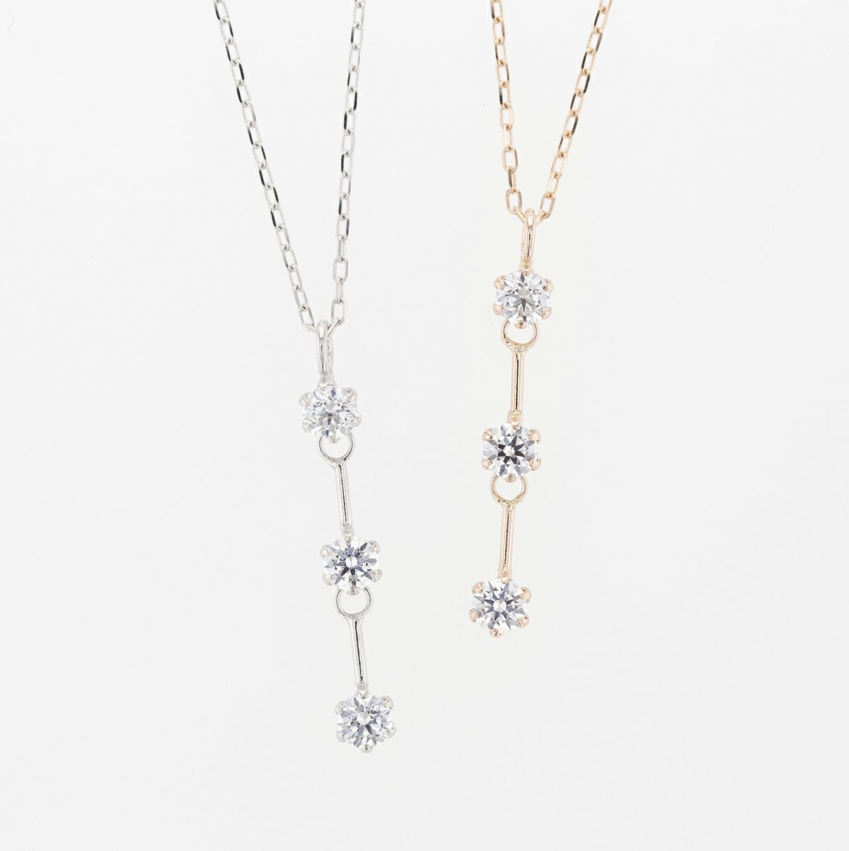 K10 WG/PG キュービックジルコニア ネックレス ホワイトゴールド ピンクゴールド