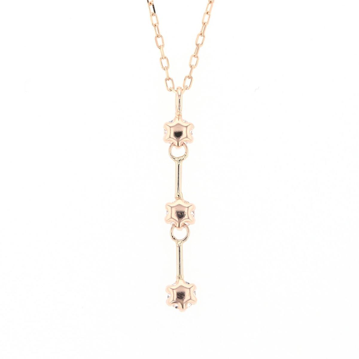 K10 WG/PG キュービックジルコニア ネックレス ホワイトゴールド ピンクゴールド