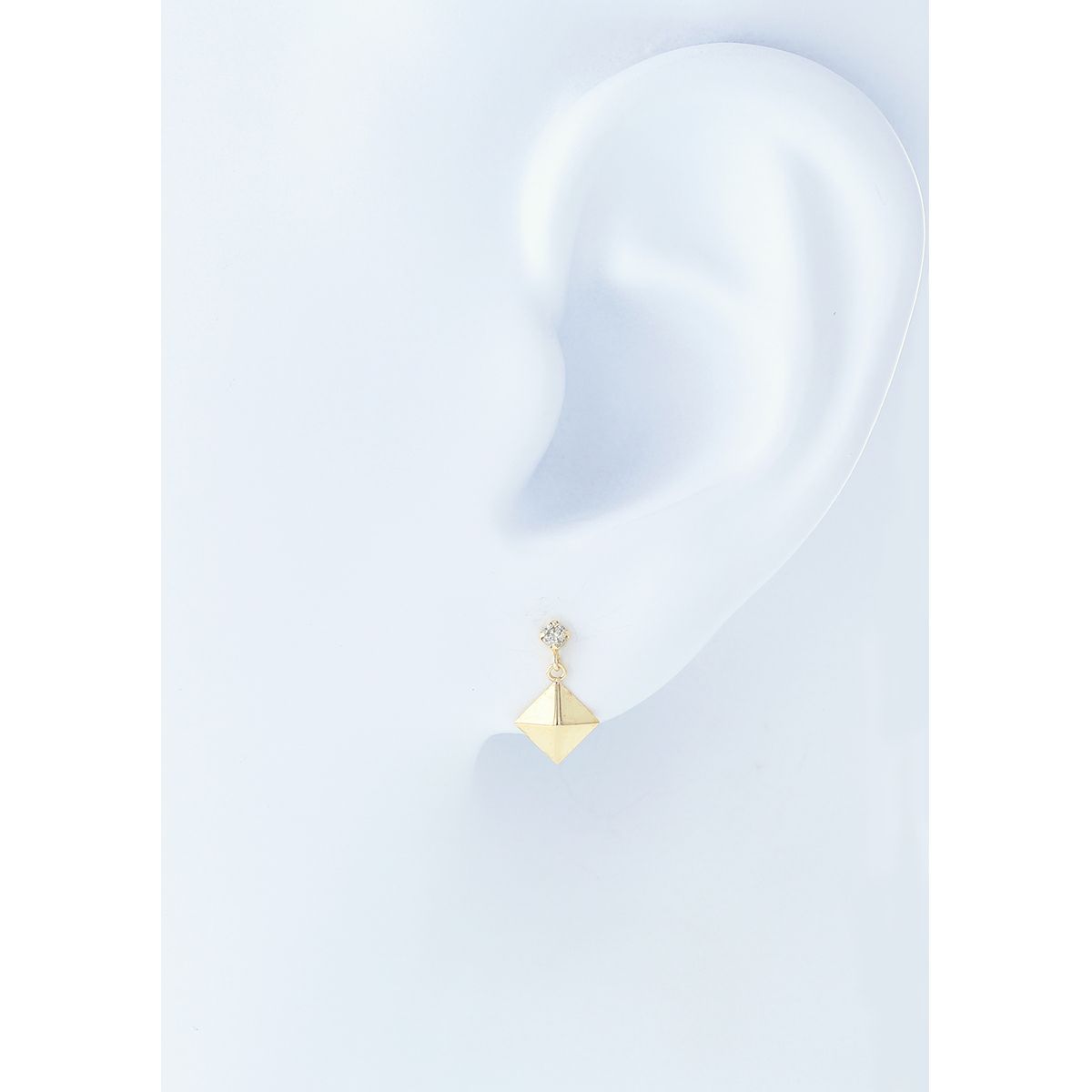 PT/K18 YG ダイヤモンド ピアス スクエア