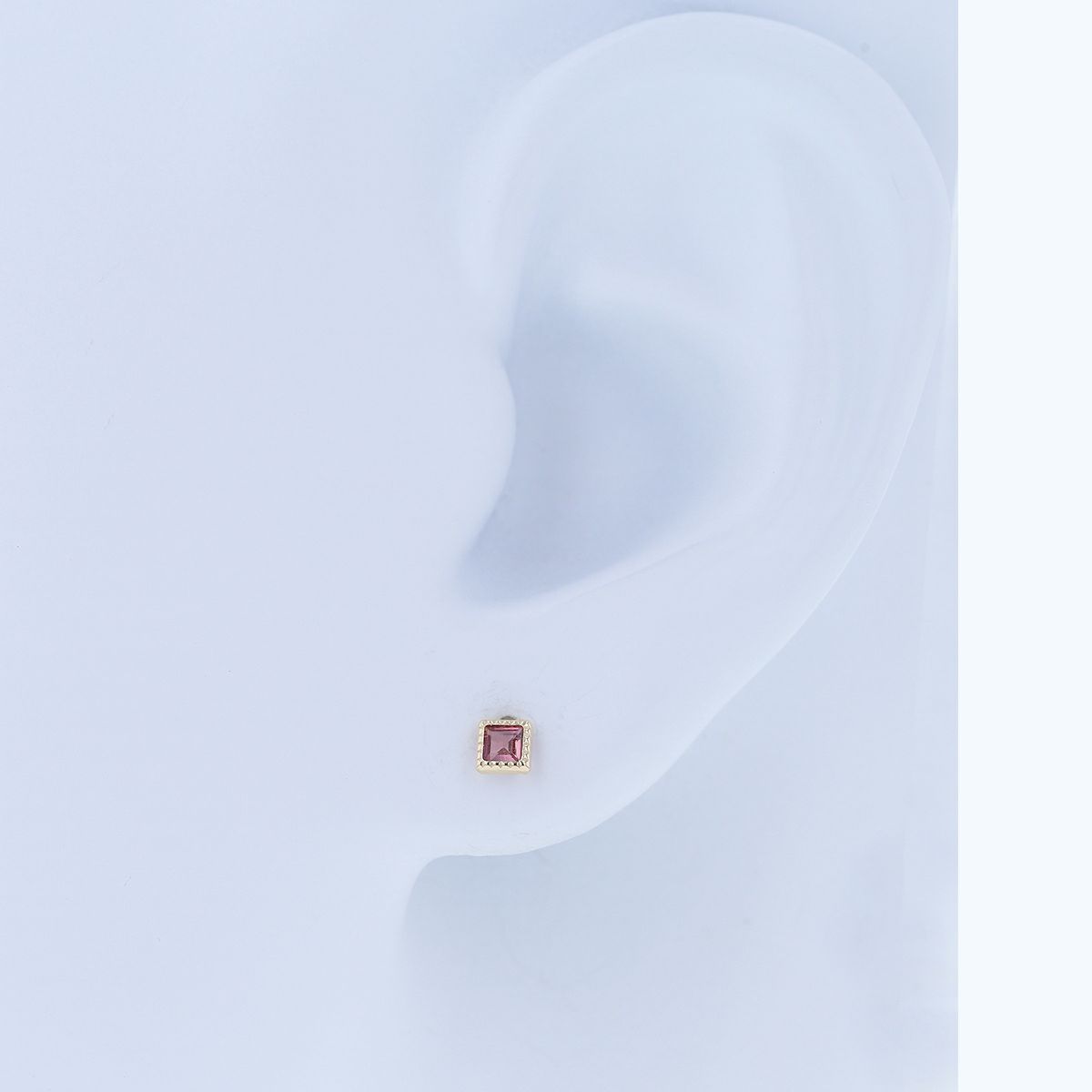 K10 YG ピンクトルマリン スクエア ピアス