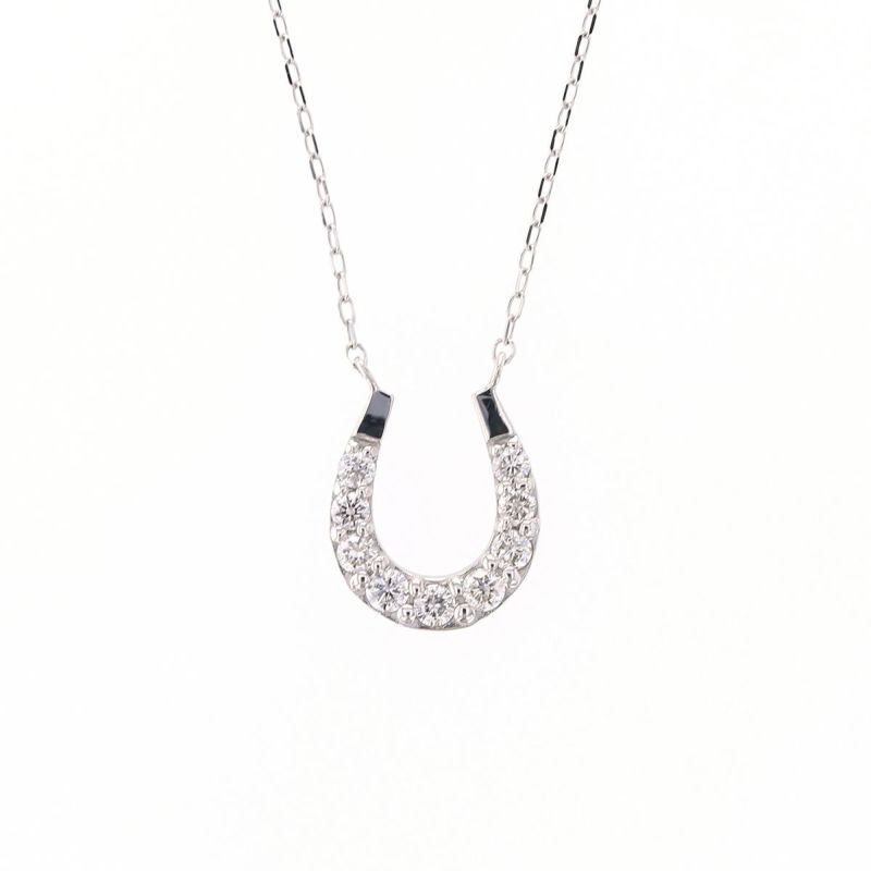 プラチナ/K18 YG ダイヤモンド ホースシュー ネックレス