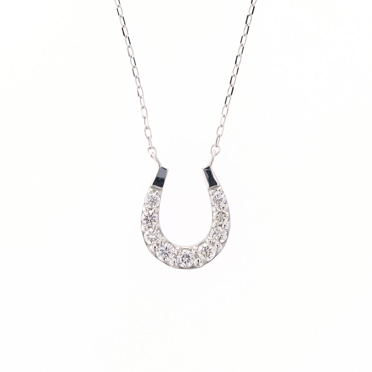 プラチナ/K18 YG ダイヤモンド ホースシュー ネックレス