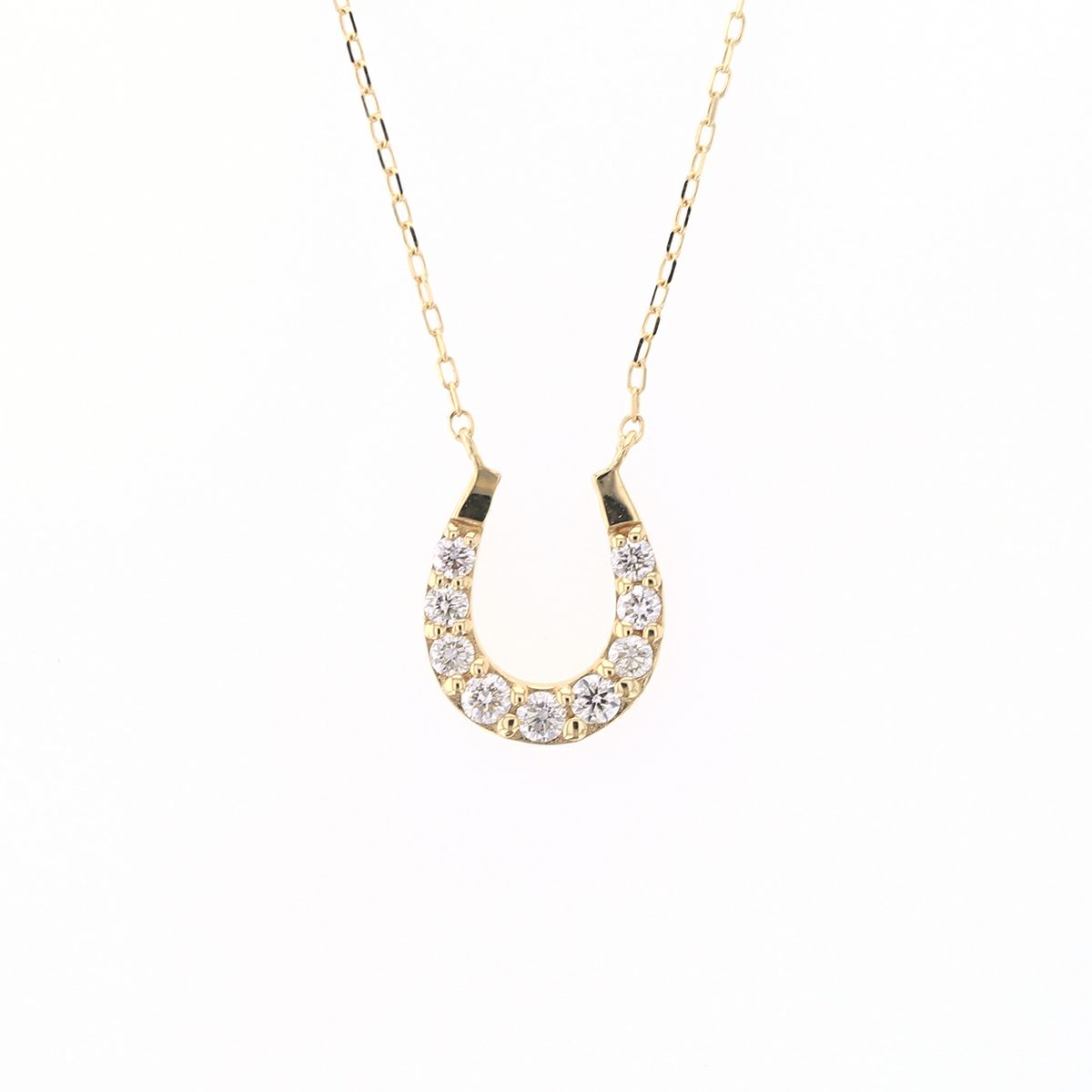 プラチナ/K18 YG ダイヤモンド ホースシュー ネックレス