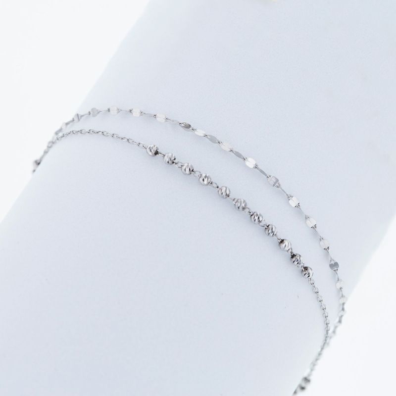 プラチナ PT850 ブレスレット レディース 30代 40代 誕生日 プレゼント 2連 チェーン チェーンブレスレット