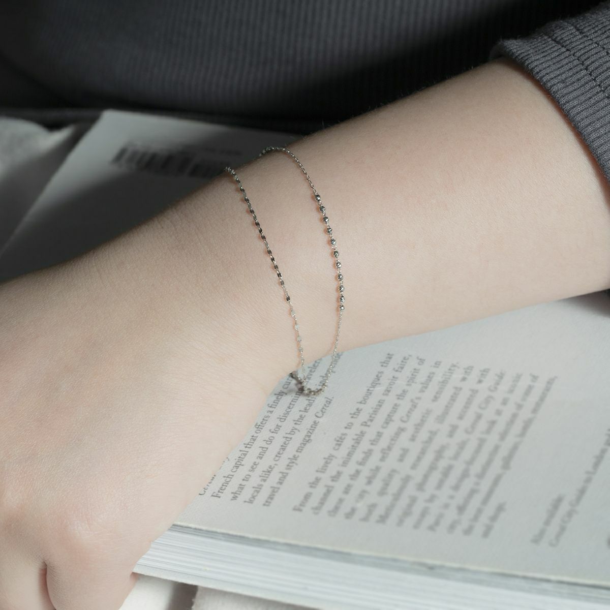 プラチナ PT850 ブレスレット レディース 30代 40代 誕生日 プレゼント 2連 チェーン チェーンブレスレット