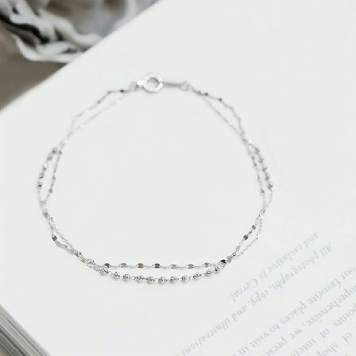 プラチナ PT850 ブレスレット レディース 30代 40代 誕生日 プレゼント 2連 チェーン チェーンブレスレット