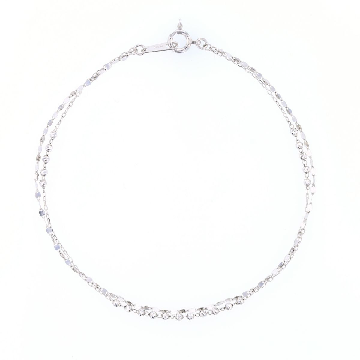 プラチナ PT850 ブレスレット レディース 30代 40代 誕生日 プレゼント 2連 チェーン チェーンブレスレット