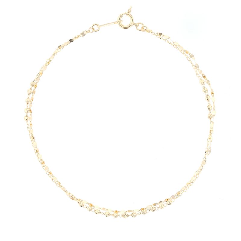 プラチナ/K18 YG 2連 チェーン ブレスレット 18金 18K イエローゴールド PT850 レディース 30代 40代 誕生日 プレゼント