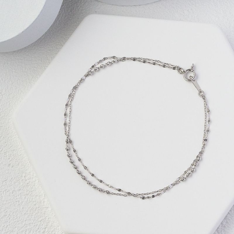 プラチナ PT850 ブレスレット レディース 30代 40代 誕生日 プレゼント 2連 チェーン チェーンブレスレット