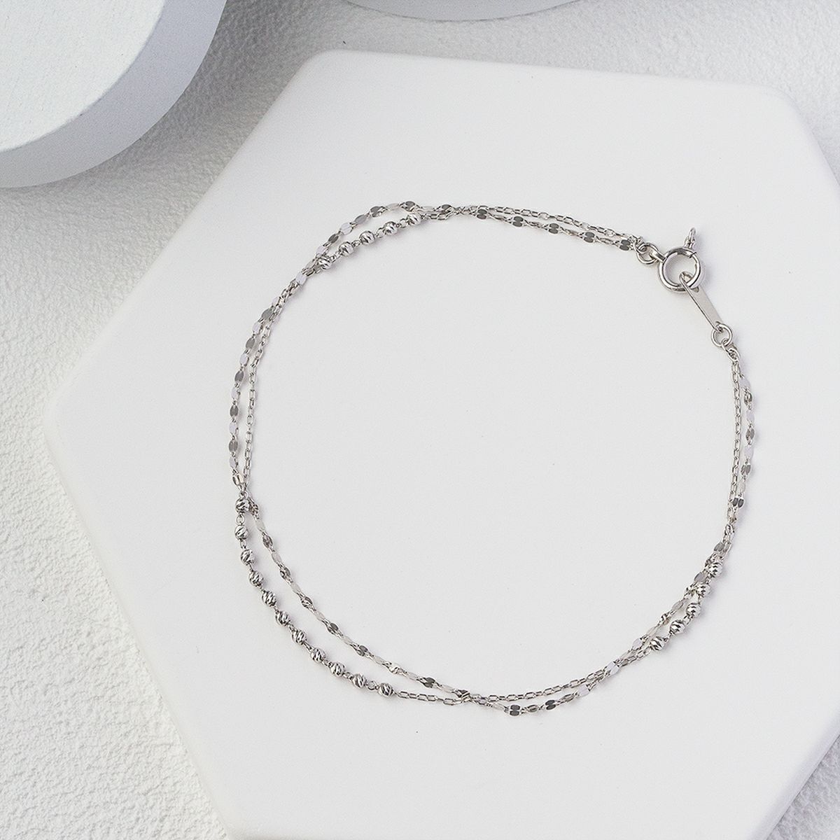 プラチナ PT850 ブレスレット レディース 30代 40代 誕生日 プレゼント 2連 チェーン チェーンブレスレット