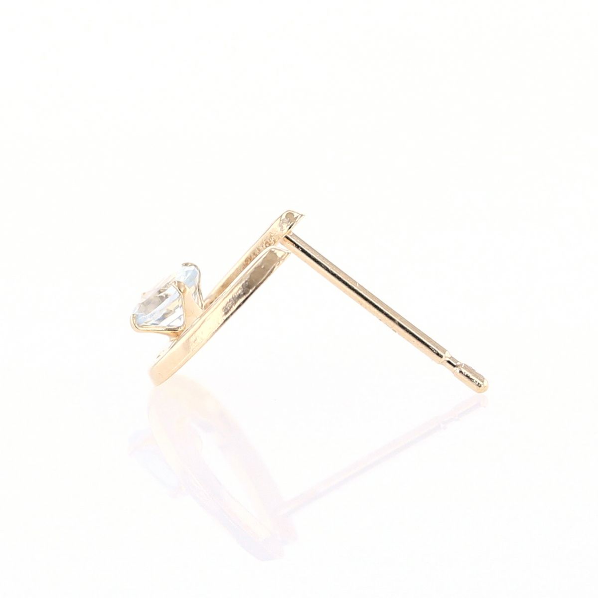 K10 YG ホースシュー 馬蹄 アクアマリン ピアス