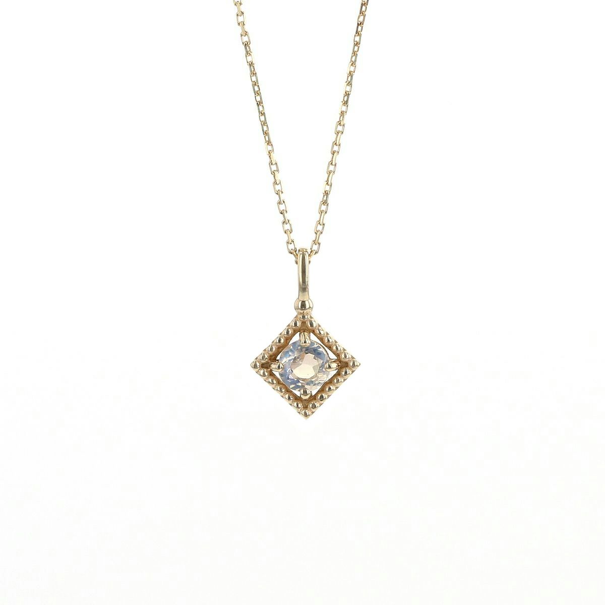 K10 YG ブルームーンストーン ネックレス イエローゴールド スクエア 6月誕生石 レディース 彼女 妻 30代 40代 50代 10k 誕生日