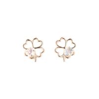 10 PG クローバー ブルームーンストーン ピアス 10k 10金 6月 誕生石 ピンクゴールド レディース 彼女 誕生日プレゼント かわいい 四つ葉
