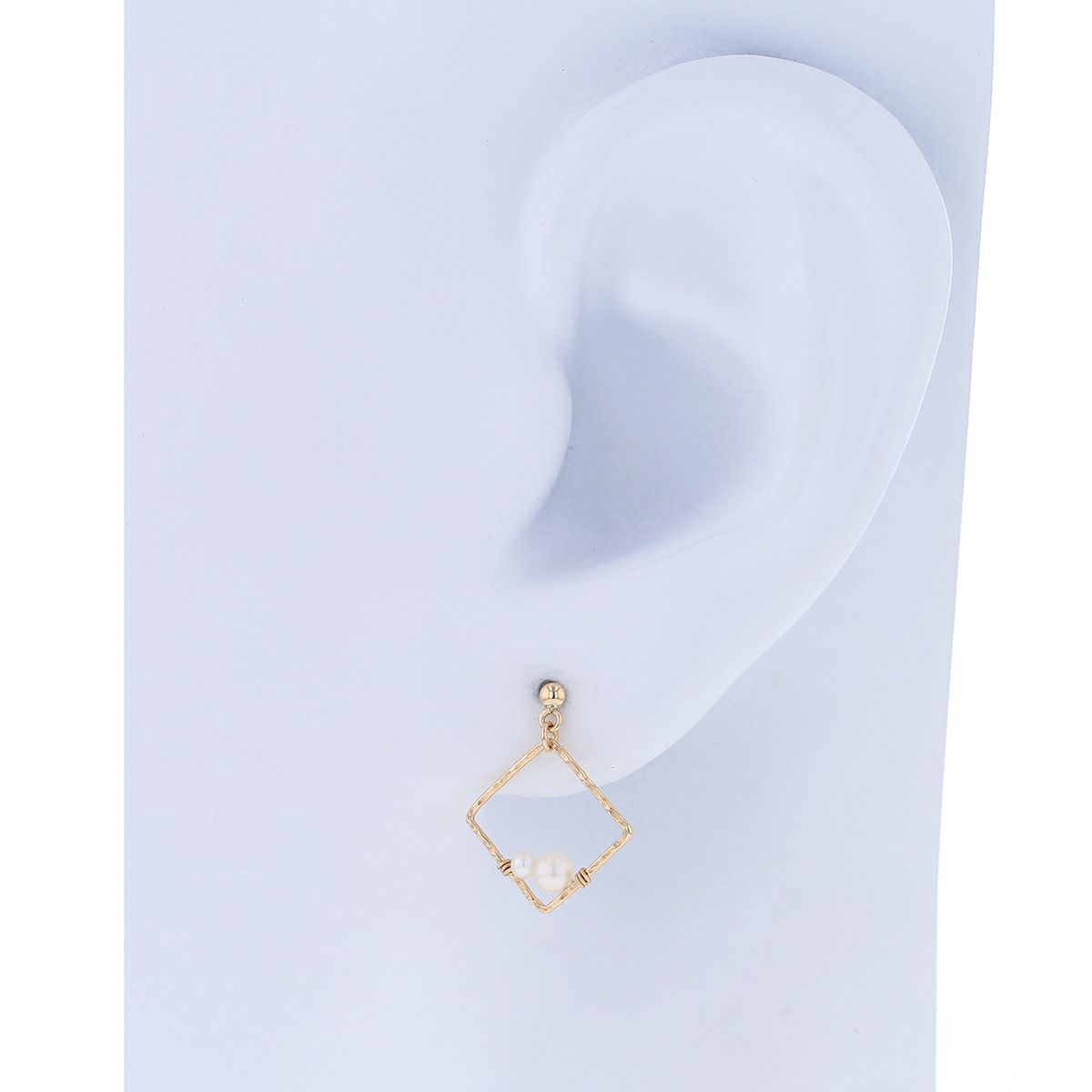 K10 YG 淡水パール スクエア ピアス
