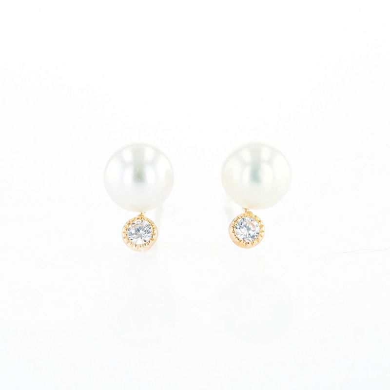 K10 YG 淡水パール キュービックジルコニア ピアス 6月 誕生石 プレゼント 一粒 妻 彼女 小ぶり 可愛い レディース 10金 10K 誕生日 20代 30代 40代 女性