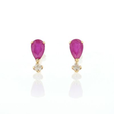 7月誕生石】K18 YG ルビー ピアス スクエアカット | IKEDAジュエリー