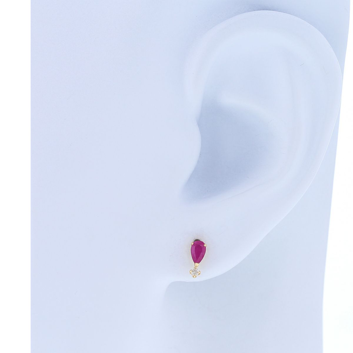 K18 YG ルビー ダイヤモンド ピアス レディース 誕生石 7月 誕生日 18金 イエローゴールド 妻 彼女 レディース 小ぶり 30代 40代 50代