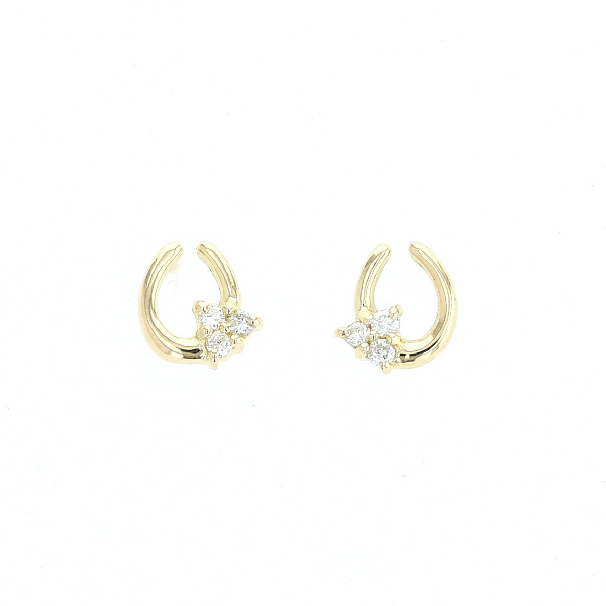 K18 YG ホースシュー 馬蹄 ダイヤモンド ピアス 18k 18金 誕生石 イエローゴールド レディース 彼女 妻 誕生日プレゼント