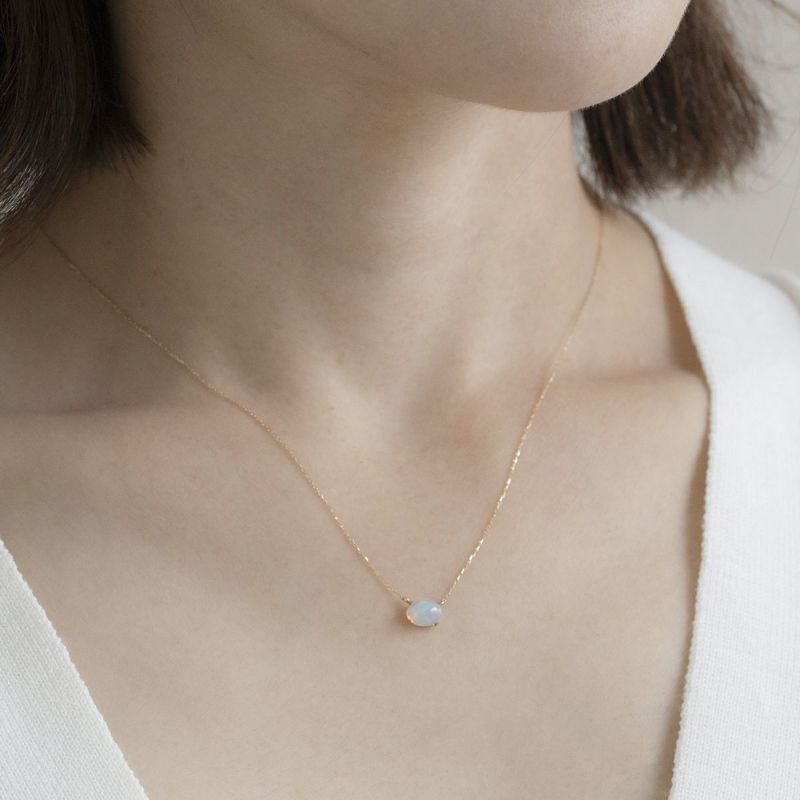 K10 YG オパール ネックレス イエローゴールド 10k 10金 レディース 彼女 妻 カボション 10月誕生石 誕生日プレゼント